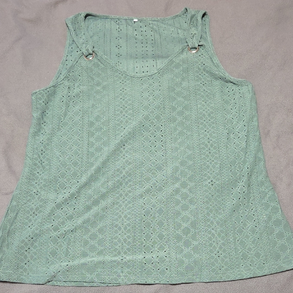Sleeveless Eyelet Lace Top - Mint Green